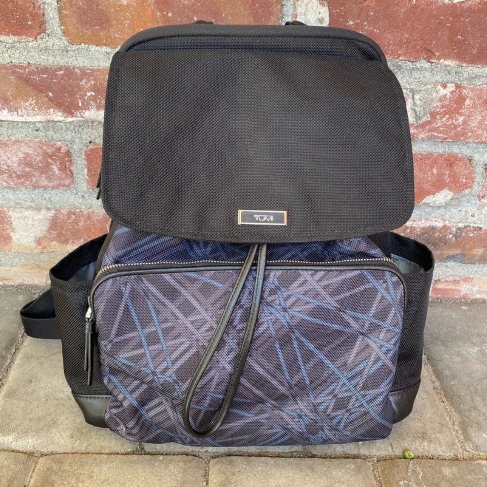 Tumi nylon backpack black purple and gray